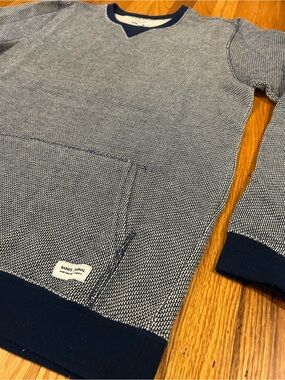 Banks Journal Men’s Deluxe Navy/White Knit Crewneck Top - Organic Cotton SIZE M